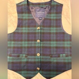 Janie & Jack blue and green plaid vest size 7